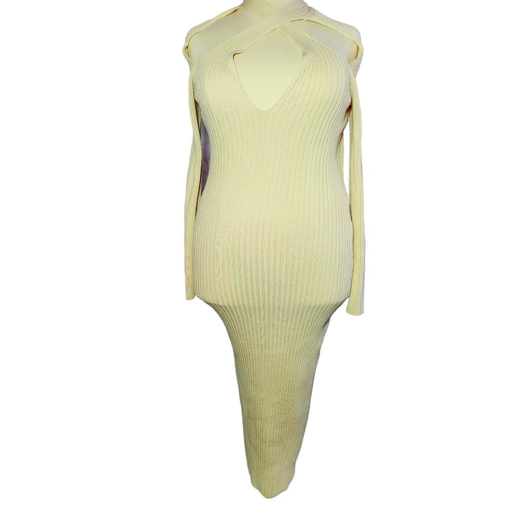Fashion Nova Plus Size Stretchy Sweater Cutout Midi Dress